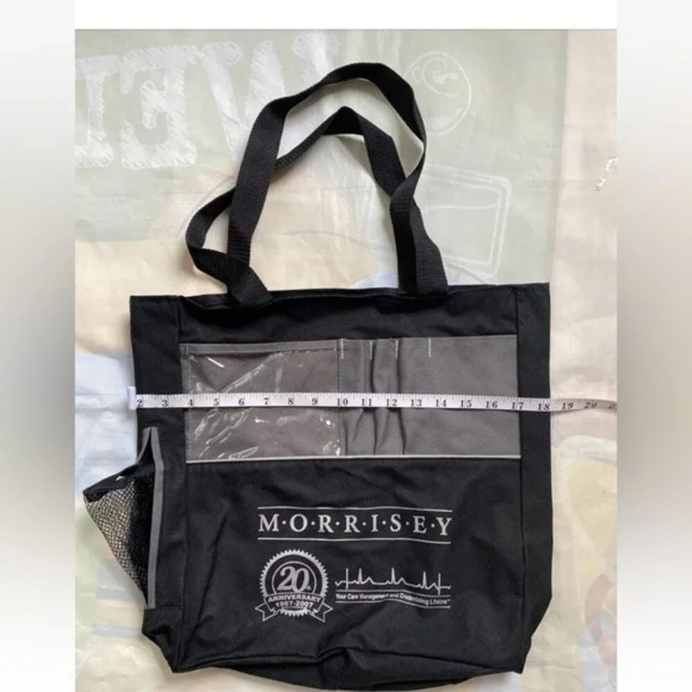 Leeds Tote Bag Canvas Container Store Black Gray Bottle Pocket New